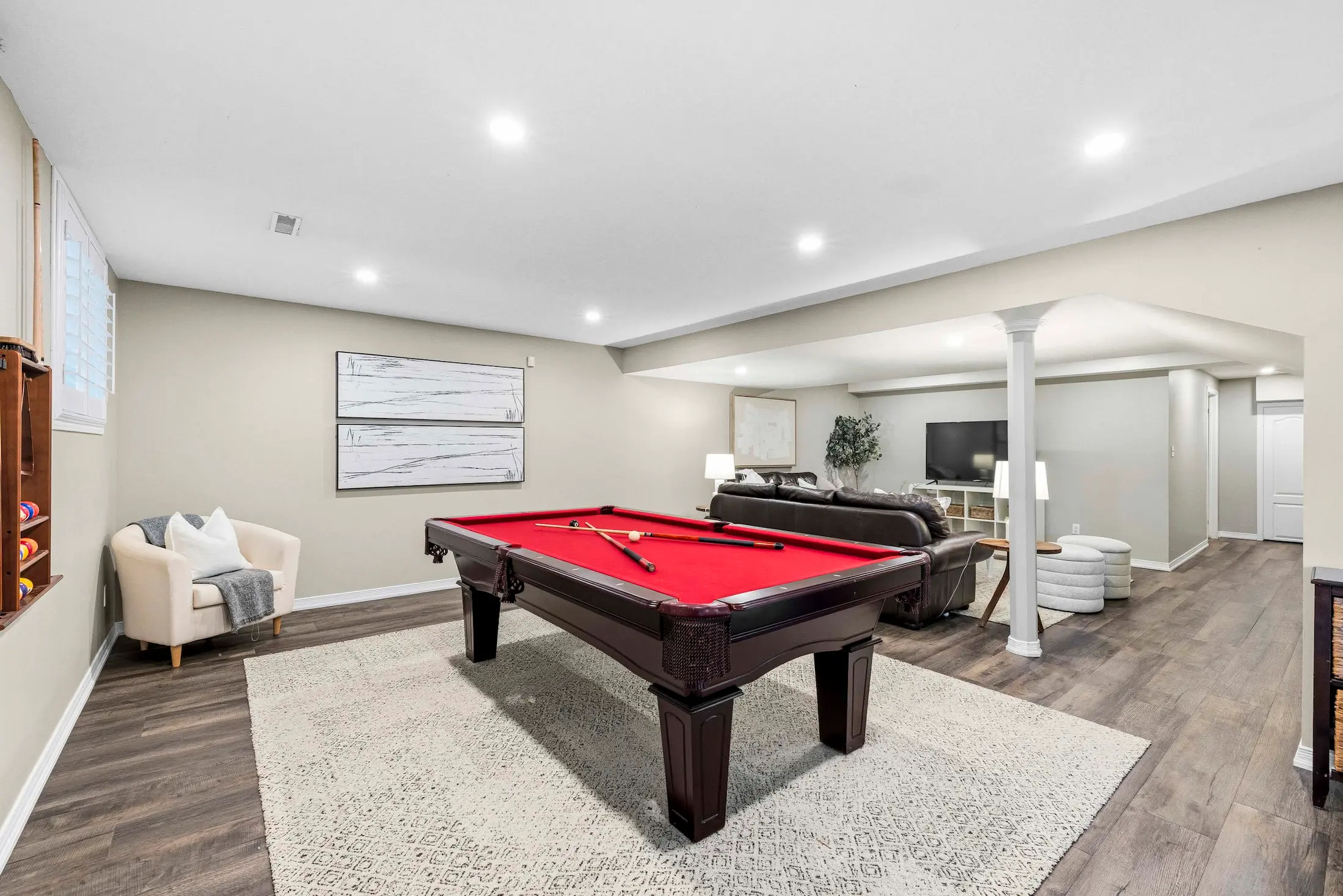 Entertainment space featuring a pool table in an Oshawa residence, highlighted in our professional real estate photography Oshawa portfolio